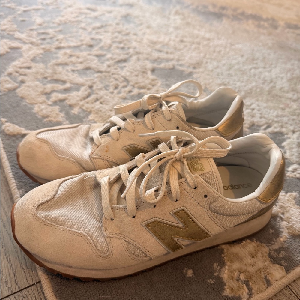 New Balance 520 Cream and Gold Athletic Shoes - limited edition